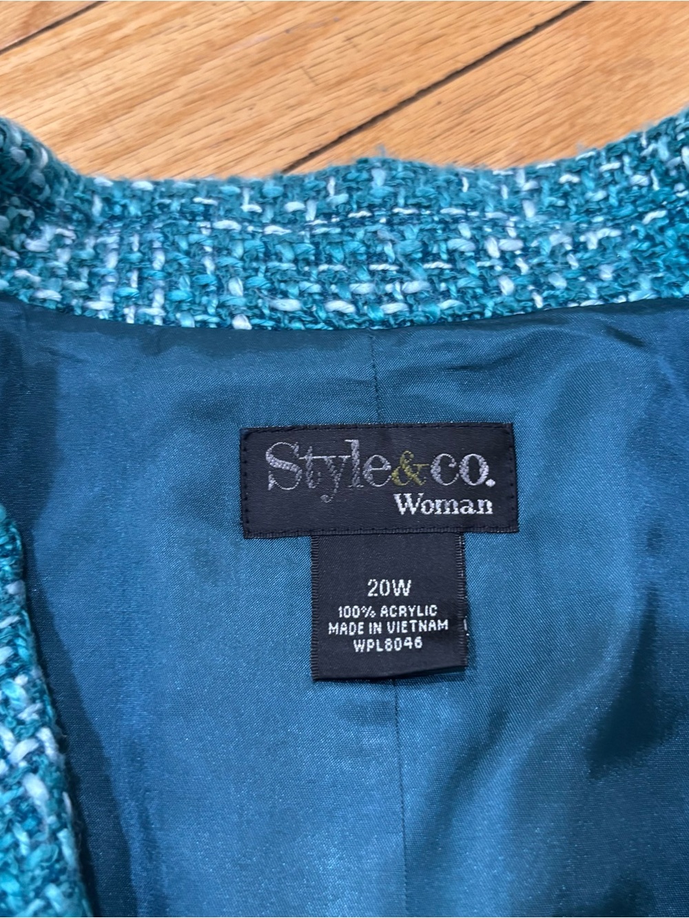 Style & Co. Teal Tweed Blazer Jacket - Picture 3 of 8